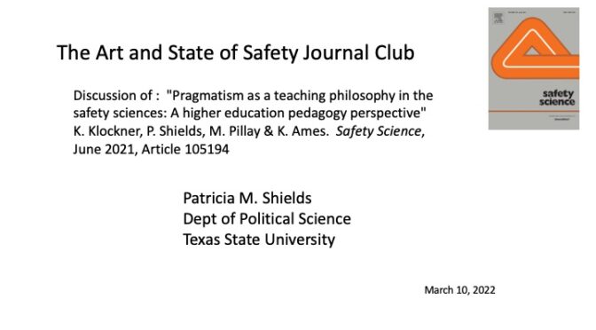 Pragmatism as a teaching philosophy in the&nbsp;safety sciences